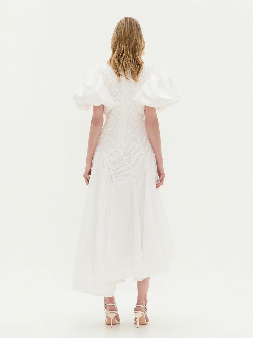 Aje White Puff-Sleeve Midi Dress - Picture 3 of 8
